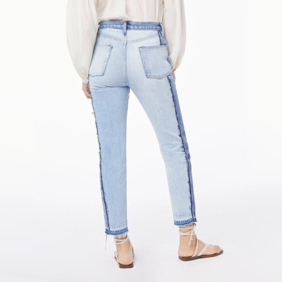 NWT Frame denim patch high rise denim jeans Sz 24 - Picture 2 of 6